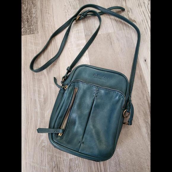 American Leather Teal Crossbody Bag - Picture 2 of 8